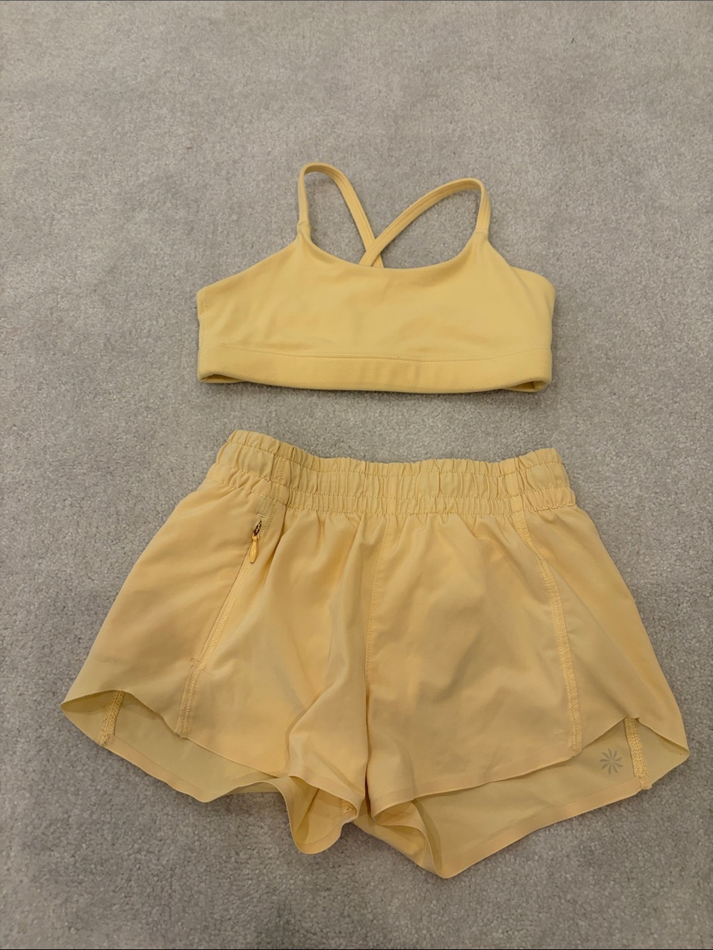 Athleta Girls Yellow Matching Set - size top-S shorts-XS